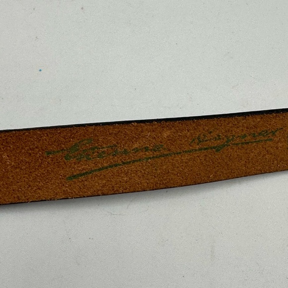 Etienne Aigner Original Handcrafted Leather Thin Belt Burgundy Size 28 - Picture 6 of 10